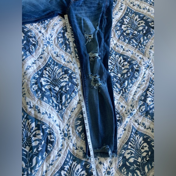 Express Skinny Ankle Mid Rise Distressed Denim Blue Jeans Women’s 6R - Picture 12 of 12